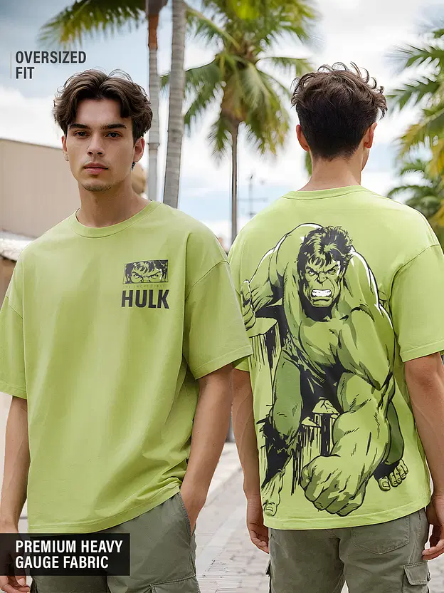 A boy wearing a Hulk-designed T-shirt printed by the best t shirt printing company, showcasing vibrant and high-quality custom apparel